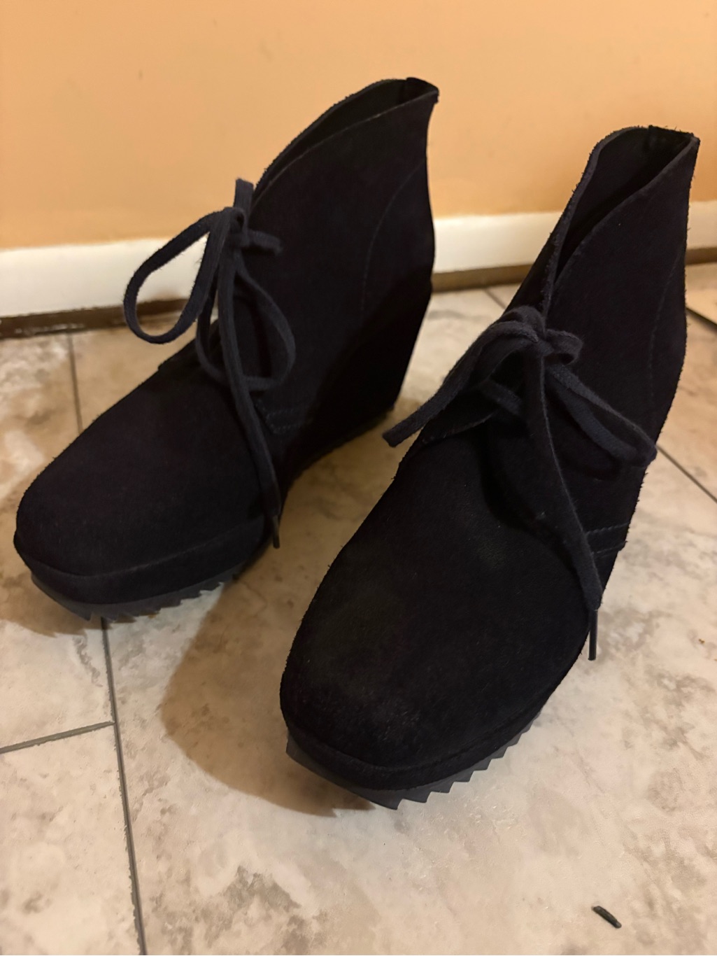 Pedro Garcia Black Suede Lace-Up Wedges